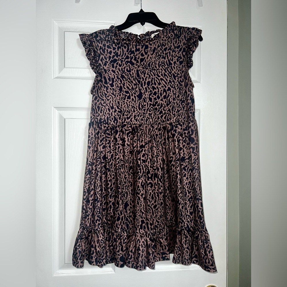 Blooming Jelly Brown Leopard Print Ruffle Dress